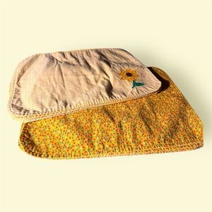 Sunflower Embroidered Quilted Placemats in Yellow or red and blue floral